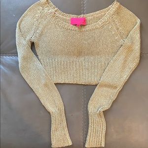Juicy couture cropped metallic knitted sweater..amazing paired w white or black